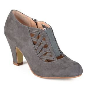 Women's Journee Collection Piper Crisscross Block Heel Booties - Grey - 10W